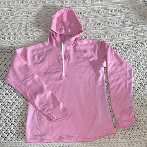 Nike Jackets & Blazers - Nike dri-fit half zip hoodie Sz M pink EUC